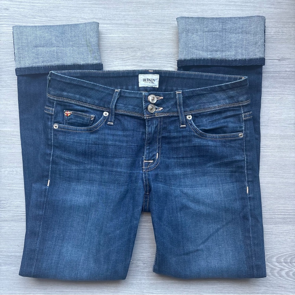 Hudson Ginny Crop Straight Jeans w/ Cuff- Dark Wash- Size 27